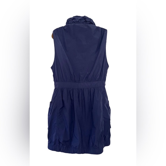 Banana Republic woman's blue sleeveless long belted jacket. - Picture 5 of 7